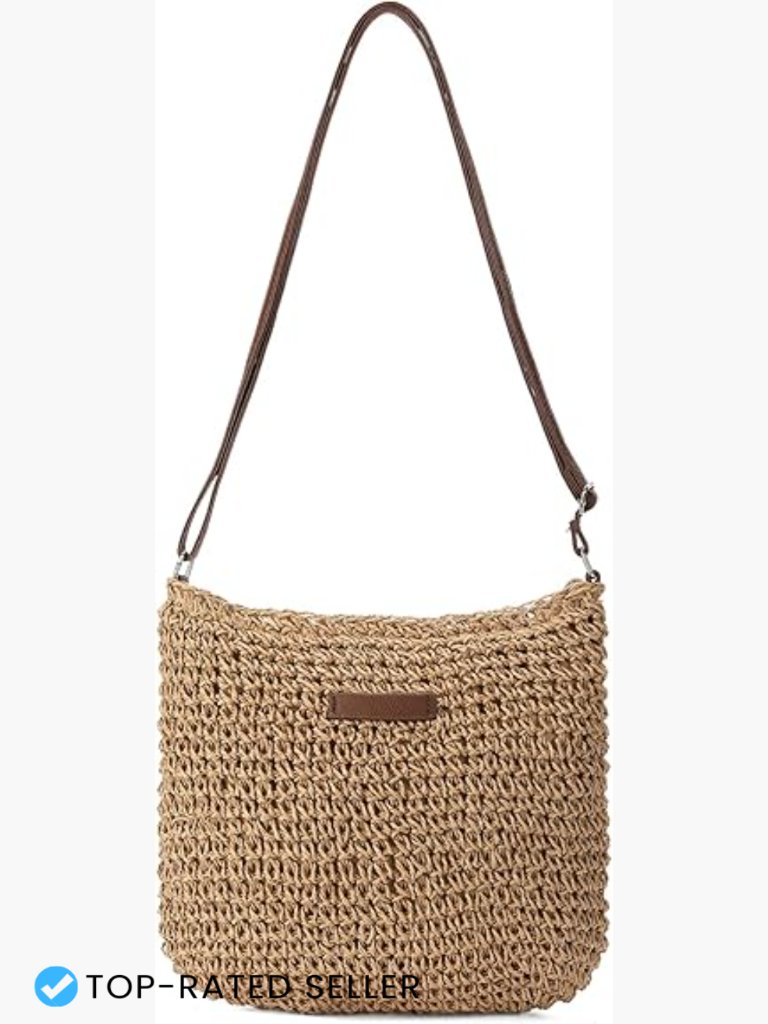 Straw Woven Slouchy Hollow Crossbody Bag Summer Vacation Beach Purse Hobo